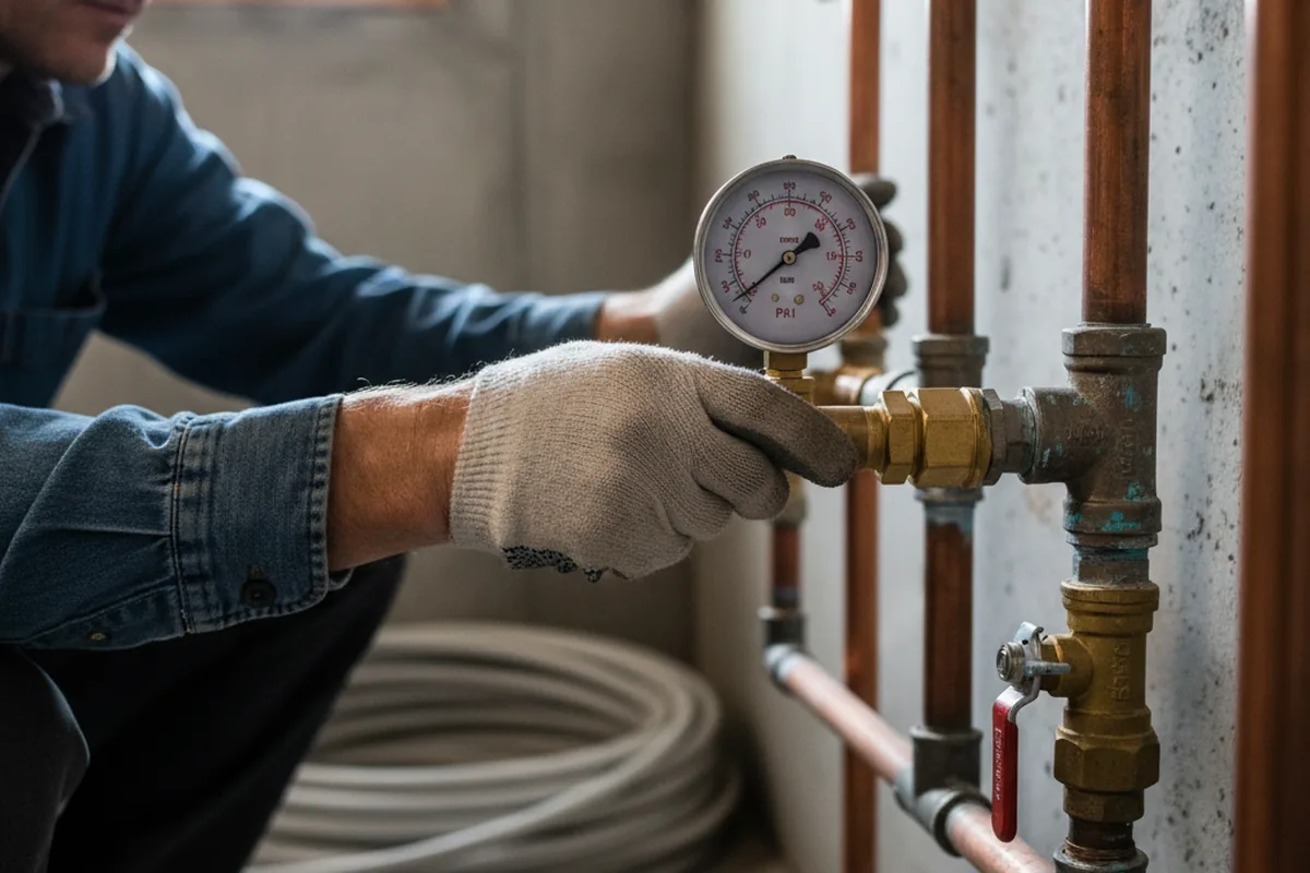 Pressure testing a repaired line during Water Line Repair in Pinedale